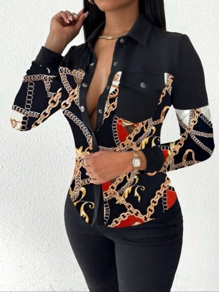 Chemise femme imprimé chaînes – Chic & Audacieuse